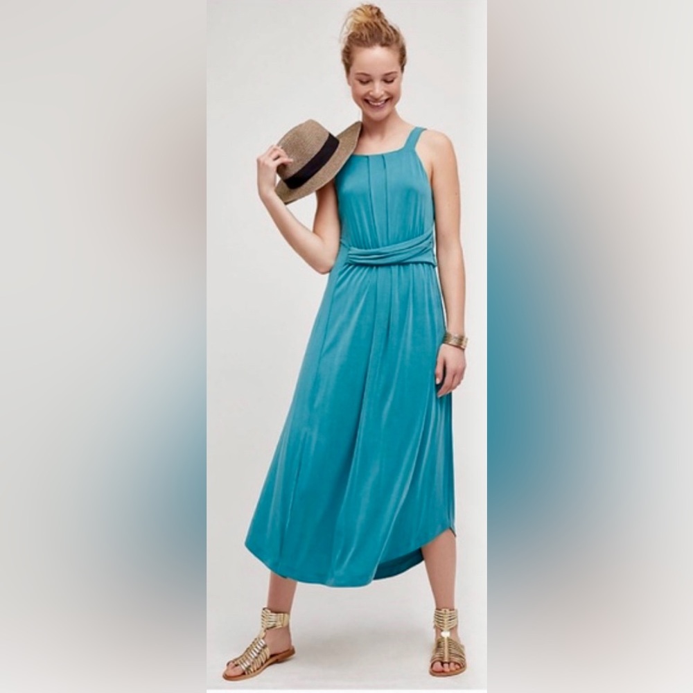 Anthropologie Teal Blue Midi Dress